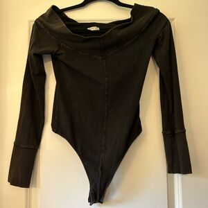 Black Free People Long Sleeve Bodysuit